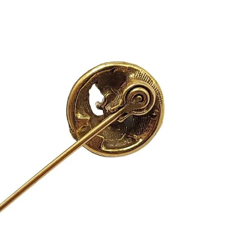 Red Glass Rhinestone Gold Tone Stick Pin Vintage 2